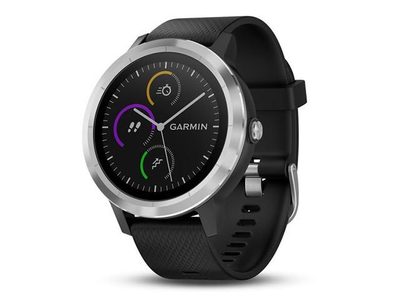 Garmin Vivoactive® 3 GPS Smart Watch - Steel with Black Silicone
