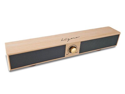Haut-parleur portatif Bluetooth® de style rétro 'Ligno' par M - brun pâle