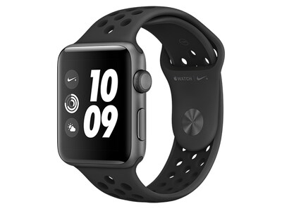 Apple® Watch Nike+ Series 3 avec GPS, boîtier en aluminium gris cosmique et bracelet sport Nike anthracite/noir de 42 mm (GPS)