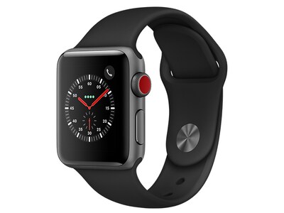 Apple® Watch Series 3 38mm Space Grey Aluminium Case with Black Sport Band (GPS + Cellular)