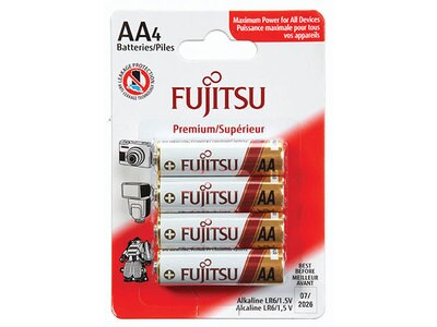 Fujitsu Premium Grade AA Alkaline Batteries - 4-Pack