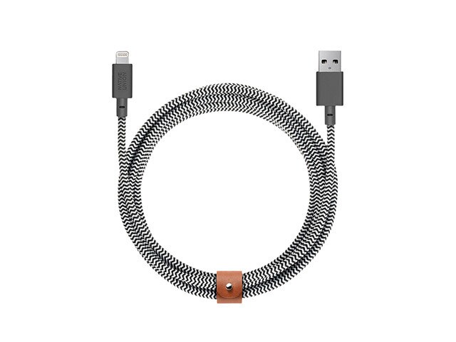 Native Union 3m (10’) Belt Clip XL Lightning-to-USB Charge & Sync Cable - Zebra