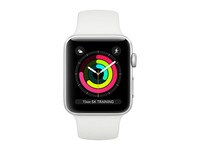 Apple® Watch série 3 de 38 mm avec boîtier en aluminium argenté avec bracelet sport blanc (GPS)