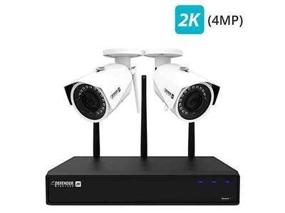 Defender W2K1T4B2 2K (4MP) Wireless 4 Channel 1TB NVR Security System with Remote Viewing and 2 Wide Angle Wi-Fi Cameras