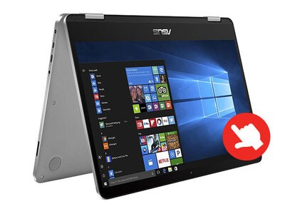 ASUS VivoBook Flip TP401MA-RB91-CB 14" Touchscreen Laptop with Intel® N5000, 4GB RAM, 64GB EMMC & Windows 10 PRO in S mode - Light Grey