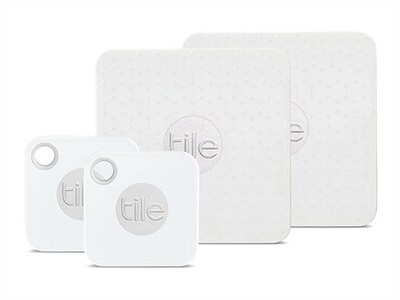 Tile Mate avec batterie de remplacement et Tile Slim Combo - paquet de 4 - Blanc