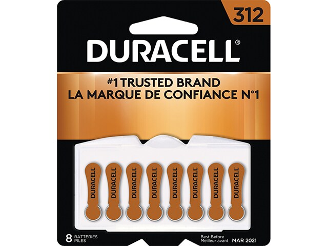 Duracell Hearing Aid Batteries with EasyTab Size 312 - 8-Pack
