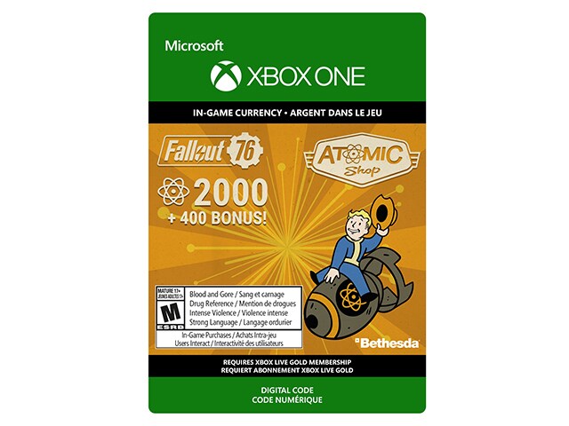 Fallout 76: 2000 (+400 Bonus) Atoms (Code Electronique) pour Xbox One