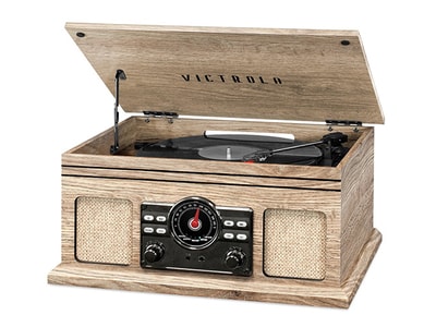 Victrola 4-in-1 Nostalgic Bluetooth® Record Player with 3-Speed Record Turntable and FM Radio - Farmhouse Oatmeal