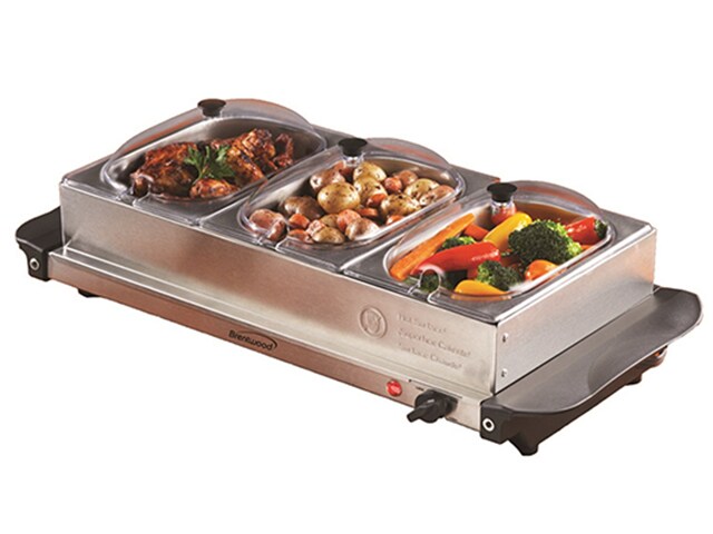 Brentwood BF-315 3 Pan Buffet Server Warming Tray