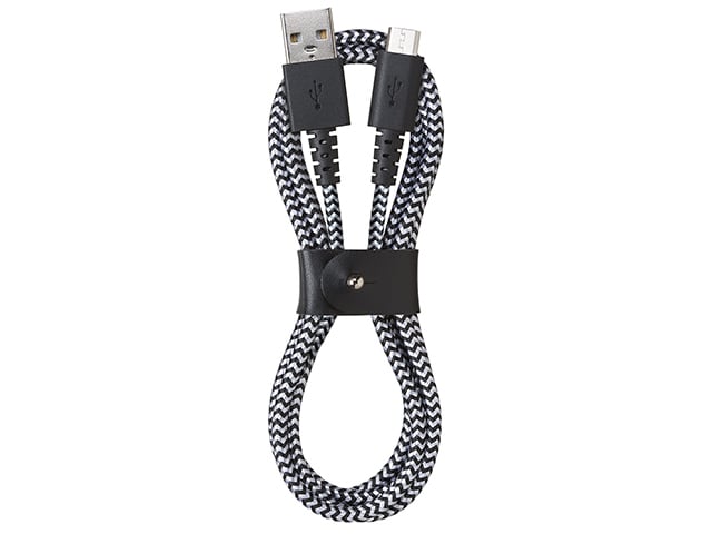 VITAL 1.2m (4’) Braided Micro USB-to-USB Cable - Black & White