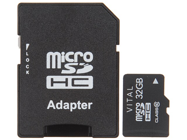 VITAL 32GB microSDHC UHS-I Class 10 Memory Card with SD Adapter