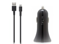 VITAL 2.4A Car Charging Kit with USB Type-C™ Cable - Black