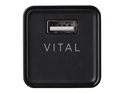 VITAL 2.4A USB Wall Charger with Folding Power Prongs - Black