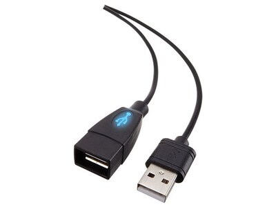 VITAL Glow 1.8m (6’) USB 2.0 Male to USB Female Extension Cable - Black