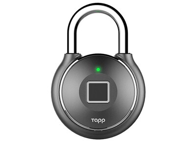 Tapplock One Plus Smart Fingerprint Scanning Waterproof Bluetooth® Rechargeable Biometric Padlock - Gun Metal