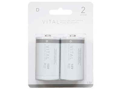 Vital Alkaline D Batteries - 2-Pack