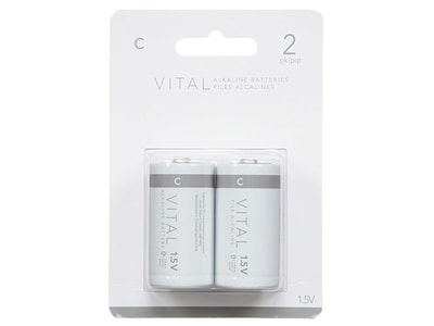 Vital Alkaline C Batteries - 2-Pack