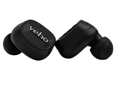 Écouteurs-boutons sans fil avec étui de charge ZT-1 de Veho - noir