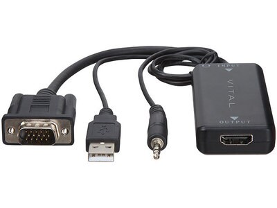 VITAL VGA & 3.5mm Audio to HDMI Adapter - Black