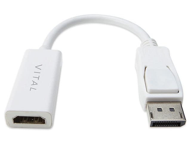 VITAL DisplayPort (Male)-to-HDMI (Female) (2K/4K) 10 cm Cable - White
