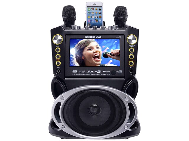 Système karaoké Bluetooth® avec lecteur DVD/CDG/MP3G et enregistreur GF844 de Karaoke USA - noir