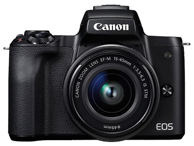 Appareil-photo sans miroir à 24,1 Mpx EOS M50 de Canon avec objectif EF-M 15-45 mm f/3.5-6.3 IS STM - noir