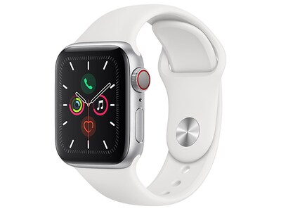 Apple Watch Series 5 44mm Silver Aluminium Case with White Sport Band (GPS + Cellular)
