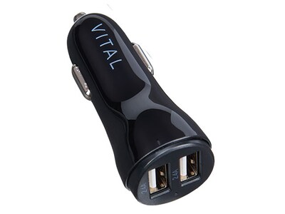 Chargeur USB double à 4,8 A pour la voiture de VITAL - noir