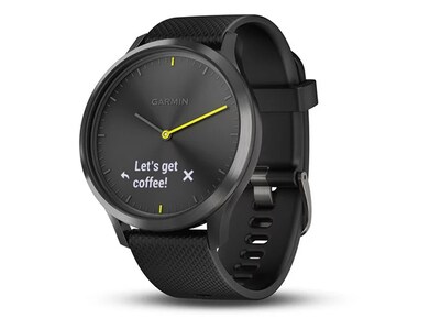 Garmin vivomove HR Sport Hybrid Smartwatch - Black with Black Silicone Band