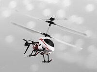 Hélicoptère 1:64 téléguidé édition 10e anniversaire XL Auto de LiteHawk - blanc et rouge