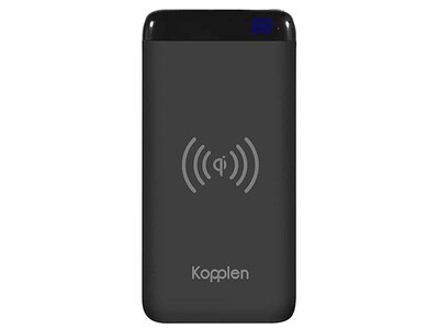 Chargeur portatif de 10 000 mAh Qi sans fil de Kopplen - noir