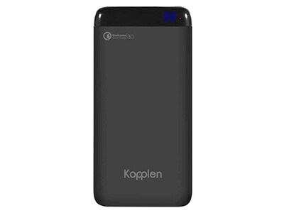 Chargeur portatif de 15 000 mAh QuickCharge 3.0 de Kopplen - noir