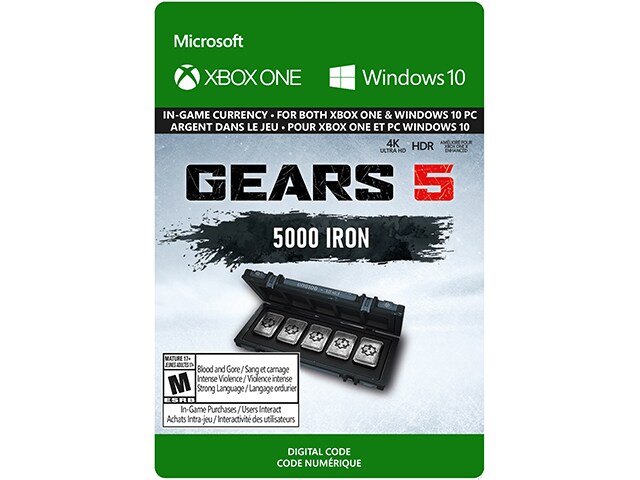 Gears of War 5 - 5,000 Iron + 1,000 Bonus Iron (Code Electronique) pour Xbox One