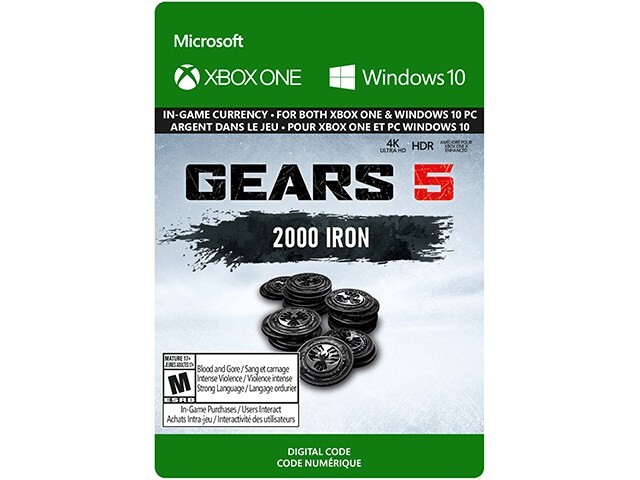 Gears of War 5 - 2,000 Iron + 250 Bonus Iron (Code Electronique) pour Xbox One