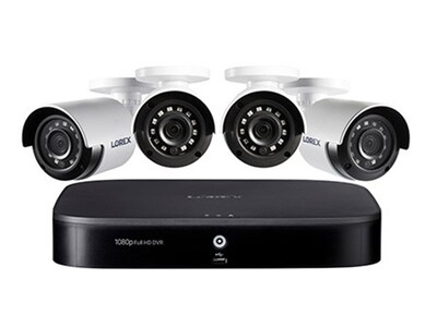 Système de sécurité à 4 caméras 1080p sous dôme pour l’extérieur, 8 canaux et disque dur de 1 To DVR de Lorex