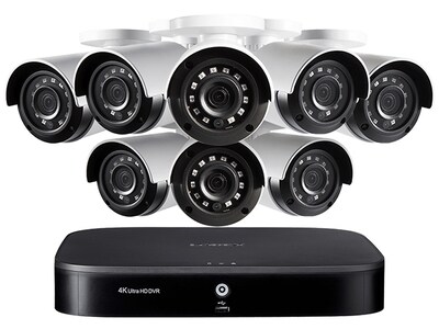 Lorex 4K Ultra HD 8 Channel 2TB Hard Drive DVR Security System with 8 x Outdoor Bullet Security Cameras