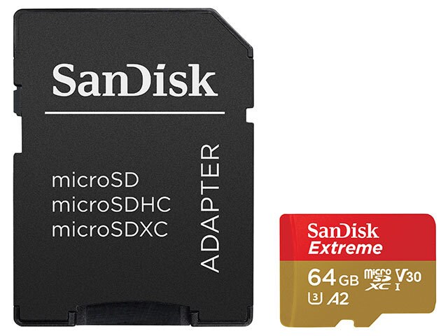 SanDisk Extreme 64GB UHS-I microSDXC Memory Card with A2 Performance