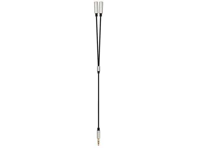 VITAL 3.5mm Headphone Y-Adapter Cable - Black & Silver