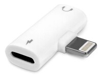 Aluratek Dual Lightning Adapter for iPhone & iPad - White