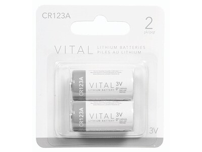 Pile au lithium CR123A d'Vital - emballage de 2