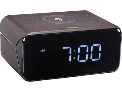 Wireless Charging Alarm Clock - Brown