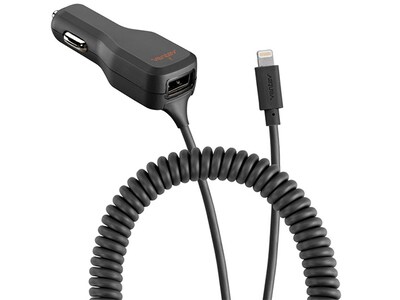 Ventev Corded Car Charger with Extra Lightning 3.4A - Black