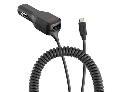 Chargeur câblé pour la voiture avec port micro USB supplémentaire à 3,4 A de Ventev – noir