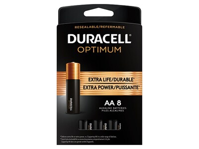 Piles alcalines AA de 1,5 V Optimum de Duracell - emballage de 8