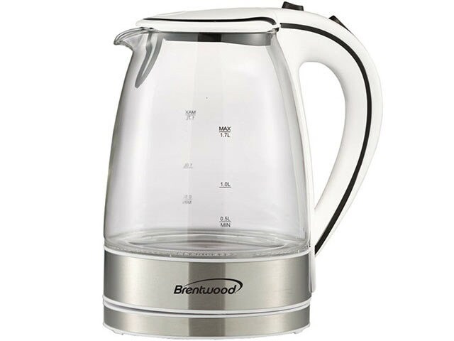 Brentwood KT1900WH 1.7L Cordless Glass Electric Kettle - White