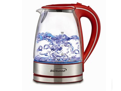 Brentwood KT1900RD 1.7L Cordless Glass Electric Kettle - Red