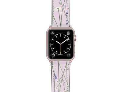 Bracelet en cuir Saffiano Gigi Garden Lavender de Casetify pour montre Apple Watch de 42/44 mm