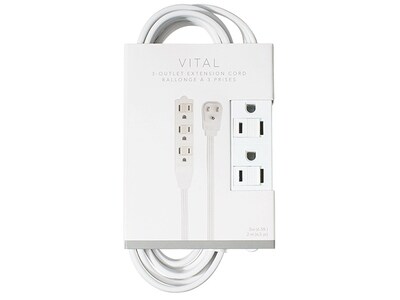 VITAL 2m (6.5’) 3-Outlet Extension Cord - White