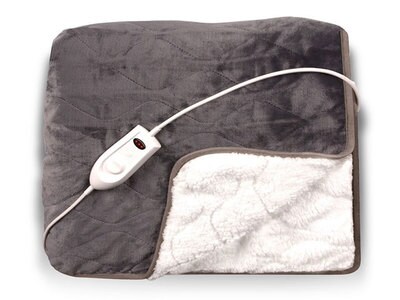 Sharper Image Soft Plush Heated Blanket - Grey